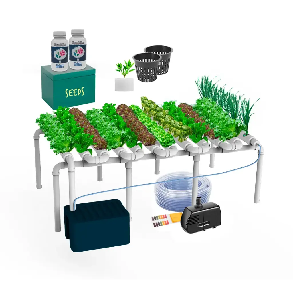 Kit hidropônico N4 NFT System para 96 plantas, jardim interno completo com nutrientes, sementes e acessórios