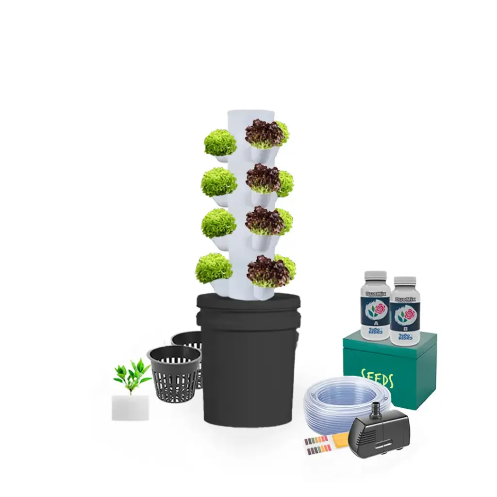 [KITWNUTRN6] Kit hidropônico N6 Tower System para 20 plantas, jardim interno completo com nutrientes, sementes e acessórios