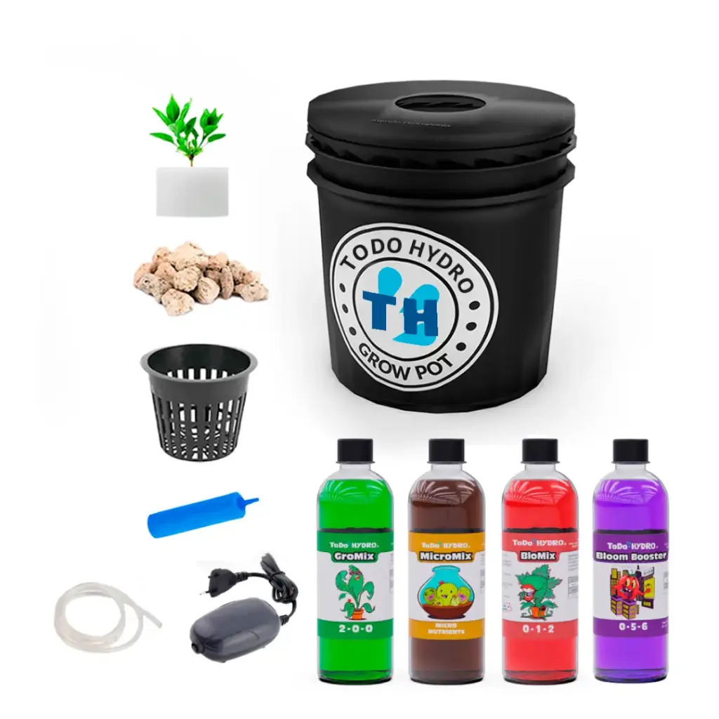 [KITWNUTRN3O] Grow Pot Original DWC Hydro Bucket Kit com bomba de ar, nutrientes e muito mais (16L)