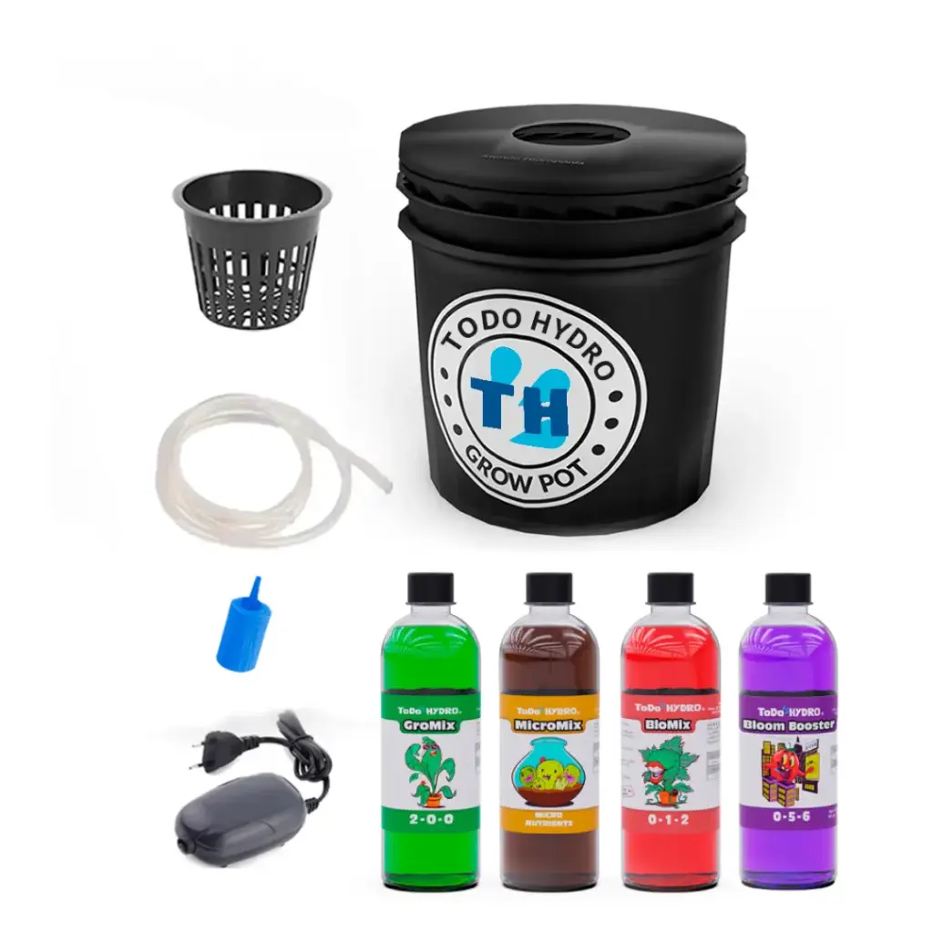 Grow Pot Economic DWC Hydro Bucket Kit com bomba de ar, nutrientes e muito mais