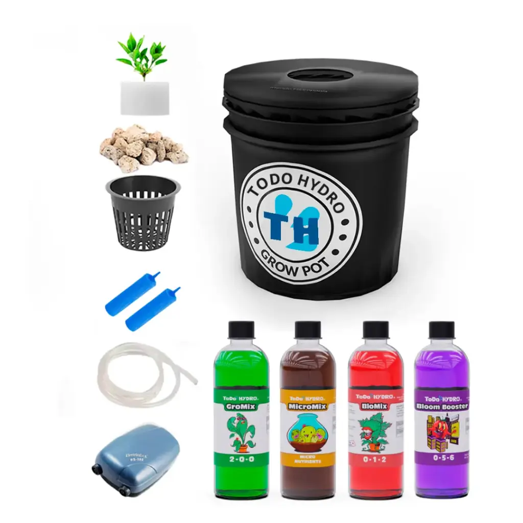 Grow Pot Professional DWC Hydro Bucket Kit com bomba de ar, nutrientes e muito mais